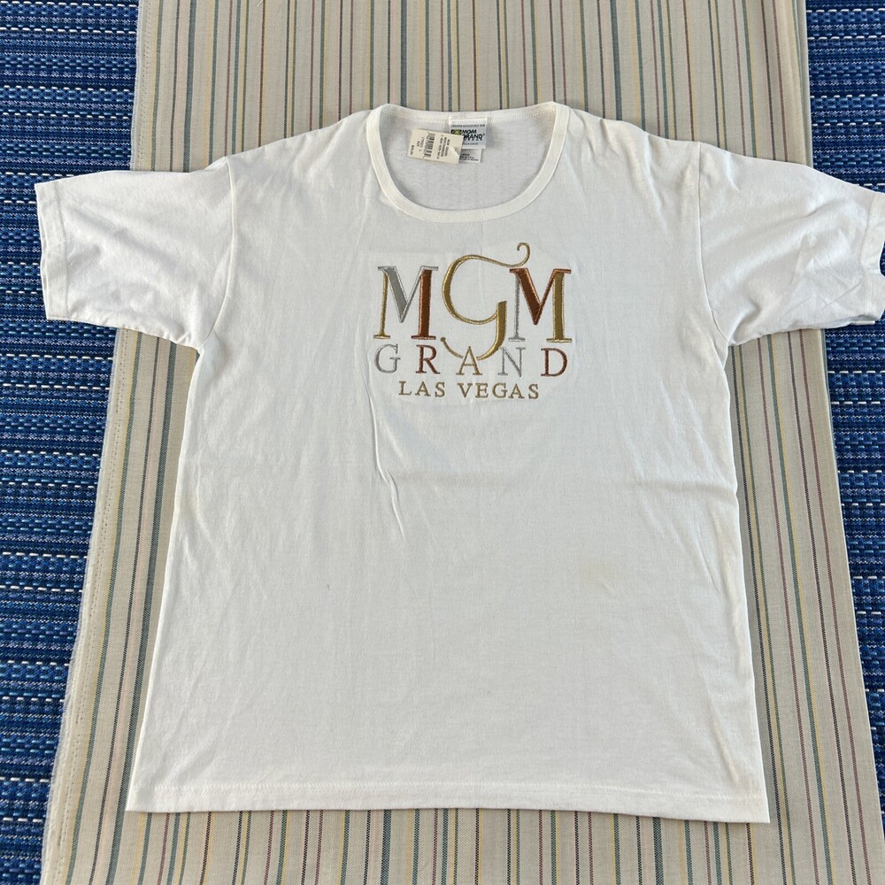 NEW 1997 VTG MGM Grand Shirt Womens Large White Las Vegas Casino Nevada #7985